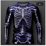 KZZ Men's Halloween 3D Skull Print Long-Sleeve T-Shirt