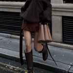 Fashionable Irregular Collar Loose Casual Knitted Sweater