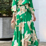 Long sleeve slant collar loose dress