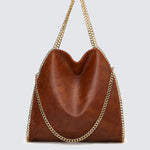 Metallic Pattern Chain Shoulder Tote Bag Funky Style