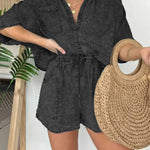 Women's Casual Washed Denim Tencel Set