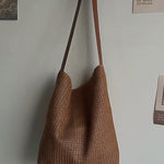 Vacation Lazy Straw Shoulder Tote Bag