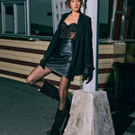 Lapel Collar Blazer Jacket with Belt