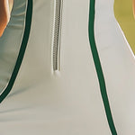 White And Green Contrast Sleeveless Zip-Up Sporty Chic Mini Dress