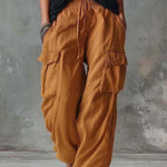 Retro Casual Workwear Style Red Cotton Pants