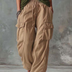 Retro Casual Workwear Style Red Cotton Pants