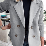 Lapel Button-Down Knit Sleeve Casual Jacket