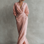 Kate | Women's Minimalist V-neck Linen Blend Maxi Dress