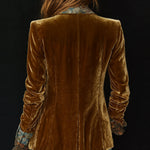 Vintage Lapel Polyester Velvet Floral Print Patchwork Blazer