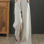 High Waisted Cotton Linen Palazzo Pants Wide Leg Long Pant Trousers