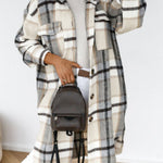 Lapel Single-breasted Double-pocket Plaid Coat
