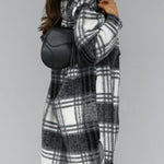 Lapel Single-breasted Double-pocket Plaid Coat