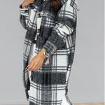 Lapel Single-breasted Double-pocket Plaid Coat
