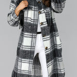 Lapel Single-breasted Double-pocket Plaid Coat