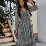 Nadorine Women's Chiffon V-neck Simple Floral Print Dress