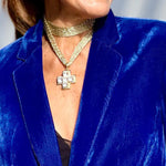 Blue Gold Velvet Lapel Blazer