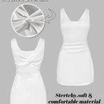 French Style Square Neck Backless Zipper Back Overalls Twist Back Ruched Slim Fit Slit Faux Two-Piece Skort Romper