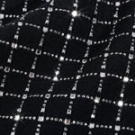 Women's Rhinestone Plaid Pattern Halter Neck Sleeveless Bodycon Mini Dress Hollow-out Sparkle Party Dress