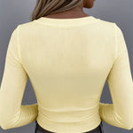 Women's Square Neck Long Sleeve Top Rhinestone Ribbed Knit Shirt Slim Fit Casual Sparkly Tee