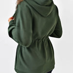 Long Sleeve Waist Drawstring Hooded Coat Casual Loose Fit Cardigan Jacket with Pockets