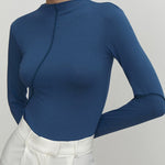 Slim Stretch Long Sleeve Blouses Casual T Shirts Tops