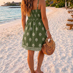 Women's Vintage Baroque Print 2 Piece Outfits Drawstring Slit Cami Top and High Waisted Shorts Set Casual Vacation Set