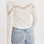 Women's French Style Waffle Knit Cardigan Square Neck Lace Patchwork Top Long Sleeve Button Front Slim Fit Blouse