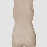2PCS Micro-Ribbed U-Neck Tank Top & Boxer Set Cozy Loungewear
