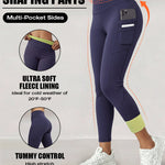 Winter Warm High Waisted Workout Athletic Leggings Tummy Control Butt Lifting Ultra Soft Thermal Lined Yoga Pants Women's Sportswear with Stacked Slit Pockets On Side