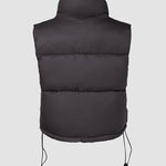 Stand Collar Zip Up Lightweight Cropped Puffer Vest Sleeveless Drawstring Hem Padded Coat
