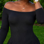 Women's Off Shoulder Long Sleeve Jumpsuit Sheer Chiffon Lantern Leg Overalls