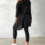 3 Piece Lounge Set Crewneck Sleeveless Tank Top Long Sleeve Open Front Coat Pants Sweatsuit