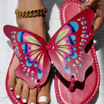 Colorblock Butterfly Print Toe Post Slippers