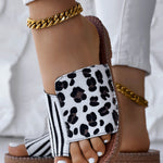 Zebra Stripe Leopard Pattern Toe Post Slippers