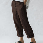 Nadorine Button Loose Solid Leg Pants