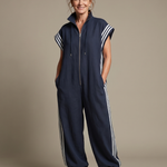Lark™ | Zip Front Stripe Panel Jumpsuit