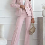 High Waist Straight Leg Suit Pants