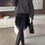 Asymmetrical One Shoulder Long Sleeves Casual Sweater