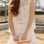 Mockneck Tulle Cover Up Top with Lace Camisole