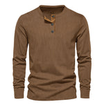 KZZ Men's Regular Fit Patchwork Print Half Button Thermal Lined Henry Collar Shirt
