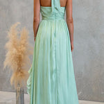 Halter Neck Ruffle Flowy Maxi Dress