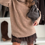 Turtleneck Drop Shoulder Casual Pullover Sweater