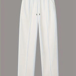 KZZ Men's solid color checkered casual suit, including long sleeved collar shirt and drawstring pants