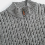 KZZ Men's solid color zipper sweater, fashionable knit long sleeved