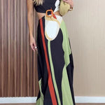 Margovil Mockneck Sleeveless Cut Out Waist Printed Maxi Dress