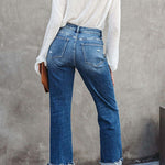 Margovil High Waist Straight Leg Ripped Denim Pants