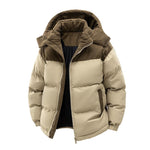 KZZ Winter Hooded Casual Fleece-Lined Men's Coat with Removable Hood