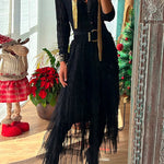 Margovil Tulle Layered Ruffle Mesh Maxi Skirt
