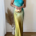 Margovil One Shoulder Back Cut Out Gradient Tie Dye Maxi Dress