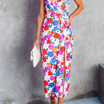 Margovil Off Shoulder Twist Waist High Slit Floral Dress